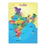 Ekdali Multicolor Famous Animals of Indian States Printed On India Map Animals Poster for Classroom and Home 12 x 19 Inch