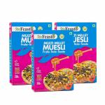 WeFeasto Crunchy Muesli 1.2 kg - Fruits, Nuts & Seeds, Breakfast Cereal With Almonds & Sunflower Seeds Dried Fruits & Whole Grains Gluten-Free, Millet Based, High Fiber - (400 Gm x Pack 3)