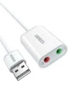 UGREEN USB Sound Adapter, USB External Stereo Audio with 3.5 mm Headphone Speaker and Microphone for Raspberry Pi, PS4, Windows, Mac