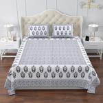 Traditional Jaal Cotton Printed King Size Bedsheet with 2 pillow Covers