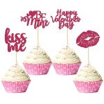 Festiko 24Pcs Purple Glitter Happy ValentineS Day Cupcake Toppers
