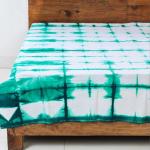 Arvanaindia Green Cotton Double Bed Bedsheet With 2 Pillow