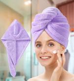 Sunvibe 500 GSM Quick Drying Microfiber Hair Towel Wrap for Womens Girls (Pack of 1, Purple)