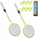 Sunlight Badminton Racket Set Of 2 Piece With 6 Piece Nylon Shuttle Cock Badminton Kit ().