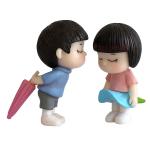 TIED RIBBONS Multicolor Miniature Cute Romantic Couple With Umbrella Decorative Showpiece