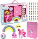 WISHKEY Cute Unicorn Stationary Set for Girls Boys - with Pencil, Erasers, Sharpener