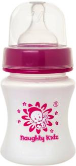 Naughty Kidz Pink Orange and Pink Premium Natural Baby Feeding Bottle with Natural LSR Nipple 125ml Pack of 2
