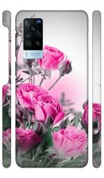 YAPZONE Beautiful Pink Flower Grey Background Floral |Designer Printed Hard Back Cover for Vivo X60 Premium & Attractive Case for Your Smartphone