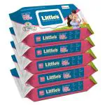 Little's Soft Cleansing Baby Wipes Lid Pack | 80 Wipes | Pack of 5