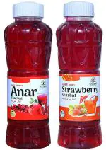 Natraj The Right Choice Anar Sharbat and Strawberry Sharbat Syrup - (750 X 2= 1500ml) (Pack of 2)