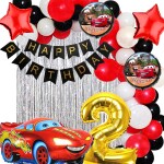 House of Banter McQueen Car Theme Birthday Party Decorations for Boys - 69Pcs Combo - 60pc Multicolor Balloons, 2nd Bithday Celebration ( Car Birthday Theme Decoration )