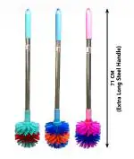 Mast Toilet Cleaning Brush Round with Extra Long Steel Handle - Pack of 3 (Color : Aqua Green, Blue, Pink)