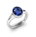 SHIVAY ASTRO GEMS Original Blue Sapphire Neelam 7.5 Carat Stone Natural Gemstone Pure Silver Adjustable Rashi Ratan Ring for Women's and Men's (Lab Certified)