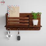 MADHAV Key Holder for Home | Wooden Key Stand for Wall | Key Hanger (7 Hooks, MDF Brown)