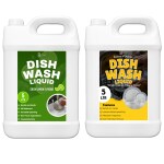 FLISKO Dishwash Liquid Gel Green 5L & Yellow 5L Basil Fragrance | Safe for sensitive skin