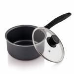 The Chef Story Everyday Non Stick Sauce Pan with Glass Lid 20cm, 2.0 Liter [1 Year Warranty, Teflon Water Based Coasting - NO POFA, 2 Way Non Stick Coating, 100% Recyclable Aluminum & Eco Friendly Process, Suitable Cooktops - Gas]