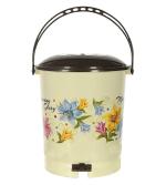 Kuber Industries Cream Plastic Dustbin with Swing Lid 10 L