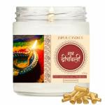 JAIPUR CANDLES Scented Candle | 90 Grams, 1 Candle | Diwali Gift Candles | 25 Hours Burn Time | Soy Wax | Natural Essential Oil | Shubh Labh Candles (Diwali Diya)