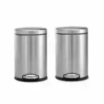 OPR Stainless Steel Plain Pedal Dustbin with Lid | Trash Can, Round Shape Dusbtin for Bathroom, Home, Kitchen, washrooms, Room and Office- Pack of 2 (11 Litre)