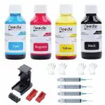 Needle High Yield 4 x 100ml Cartridge Inkjet Ink Refill Toolkit with Suction Tool (N-CART-CMYKTKS-100) Compatible with HP and Canon Cartridge Inkjet Printers (CMYK set)