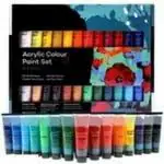 Qatalitic Acrylic Paint Set 24 Colours, 36 Ml Tubes For Canvas, Fabric, Wood, Rocks, Mdf, Leather, Plaster, Cardboard, Metal, Paper And Crafts, Multic