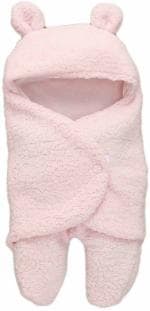 Pandaoriginals Solid Single Hooded Baby Blanket for AC Room (100% Wool, Pink)