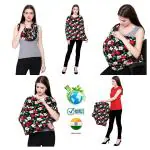 Feather Hug Mongolian Floral Cotton Nursing Covers for Mothers