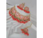 Gyaan Jewels Handmade Alloy Earring and Necklace Set Pink, White, Red (Women) Free Size