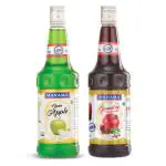 Manama Grenadine Syrup and Green Apple Syrup | 750ML Each | Mixer for Mocktails, Cocktails, Drinks, Juices, Beverages | Pack of 2