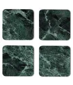 Whats Your Kick Marble Texure Dark Green And White Texures Printed Set of 4 Coaster With Metal Stand