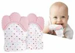 Koochie-Koo Printed Infant Teething Mittens Silicone Self Soothing Teether Gloves Toy for Babies