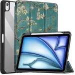 ProElite Case Cover for Apple iPad Air 13 inch 2024 M2 Cover, Transparent Smart Flip Cover for iPad Air 13 inch M2 2024 with pencil holder, Flowers