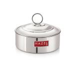 HAZEL Stainless Steel Serving Casserole Flat Bottom Roti Chapati Dabba, 18.8 cm, 1550 ML, Silver