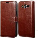 Lejaao Samsung Galaxy On5 Pro Brown Leather Flip Cover