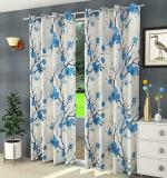 Dc Decastle Premium Blue Flower Printed Polyester Room Darkening 182 cm (6ft) Window Curtain (Sky Blue, Pack of 2)