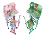 Lakdi The Furniture Co Kids Study Table with Chair Set | Height Adjustable Wooden Baby Desk Age Between 2-12 - Multi Color (Pink & Green)