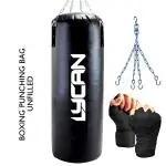 Lycan 3Ft Unfilled Boxing Bag # Heavy Boxing Bag with Steel Chain & Hand wrap # Great for Grappling, MMA, Kickboxing, Muay Thai, Karat