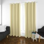Parda Online Beige Blackout Fabric Solid Eyelet Plain Window Curtain 9ft, (Pack of 2)