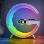 Dicto New Intelligent LED Table Lamp, 4 in 1 Wireless Charger Night Light Lamp , App Control Bluetooth Speaker Alarm Clock, Home Office Study Bedside Charging Lamp for Bedroom Home Decor
