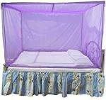 Buyagain  Cotton Adults Washable 8x8 FT Purple Mosquito NET for Double Bed Maharani Quality Material - Mosquito Net Machardani King Size Bed