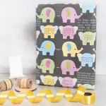 eVincE Elephant Gift Wrapping Paper | Animal Jungle Theme based party Fun filled Facts Pattern : Pack of 25 sheets : 70 x 50 cms
