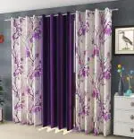 La elite PURPLE Light Filtering Polyester Readymade Eyelet Curtains 5 x 4 ft (3 pcs)