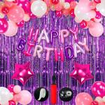 SPECIALYOU.IN Birthday decoration items kit with Purple and Pink balloons for decoration, foil curtains for birthday decoration, Balloons for decoration, foil fringe curtain for decoration - 38 pc