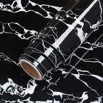 Jaamso Royals Black PVC Marble Self Adhesive Wallpaper 60X1000 cm( 1000 CM X 60 CM )