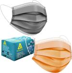 A1 Grey, Orange Non Woven 3 Ply Antiviral And Pollution Face Mask With Nose Cap Combo, Free Size (Pack Of 200)