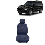 Kingsway Towel Fabric Car Seat Covers for Mahindra Scorpio, 2019 - 2022 Model, Material: 100% Cotton, Color : Grey, Complete Set of All Seats (Car Specific Front + Rear Seat Covers)