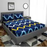 Shruvis Ekart 244 TC Cotton, Microfiber King Floral Fitted (Elastic) Bedsheet (Pack of 1, patti)