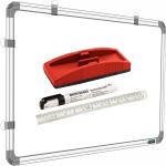 YAJNAS Non Magnetic 1.5X2 Feets, Double-Sided Writing Whiteboard & Chalkboard, Combo of 4 Items Whiteboards (White, Green)