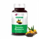 Bliss Welness Immunity Boost Anti Inflammatory | Pure Curcumin 95% Extract + Turmeric Extract 1000mg with BioPiperine 10mg | Heart Brain Joint Health Antioxidant High Absorption Supplement - 60 Vegetarian Tablets