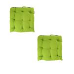 ORCHEED Polyester Fiber Square Chair Pad Seat Cushion for Rocking Chair, Office Chair, Dinning Chair, Indoor/Outdoor with Ties, 16 * 16 Inch- Pack of 2 (Light Green), Standard